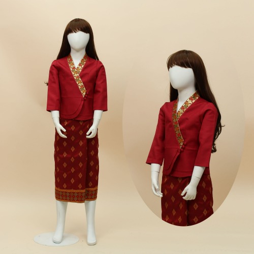 (대여)-라오스 씬 아동 여1 라오스전통의상,아시아전통의상대여,전통문화체험